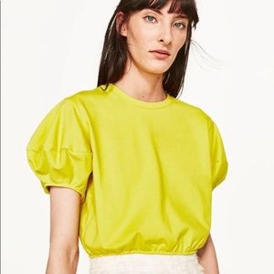 Zara basic lime green cropped sweatshirt